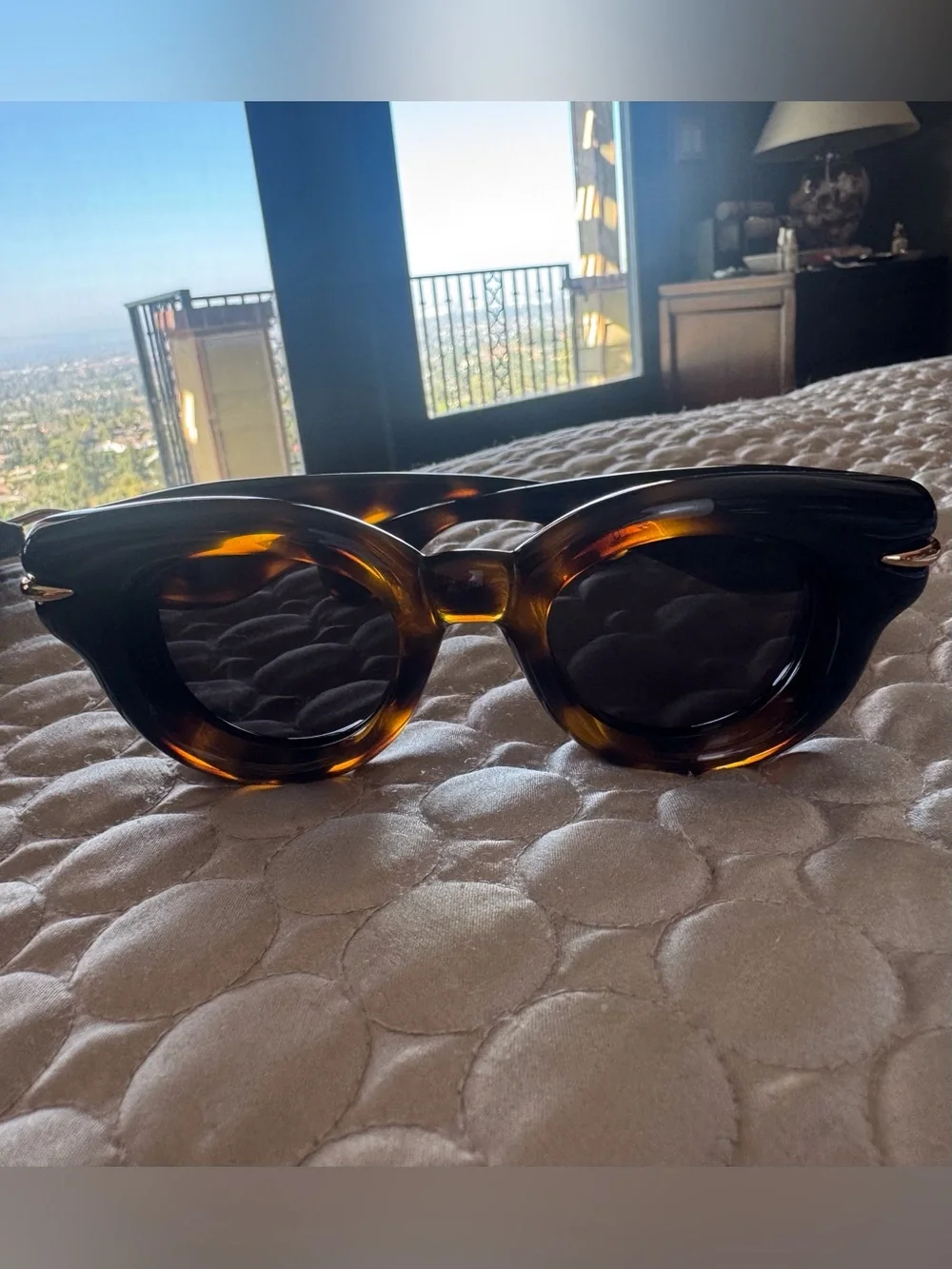 Loewe Women Tortoiseshell Round Cat-Eye Sunglasses with Dark Lenses NEW